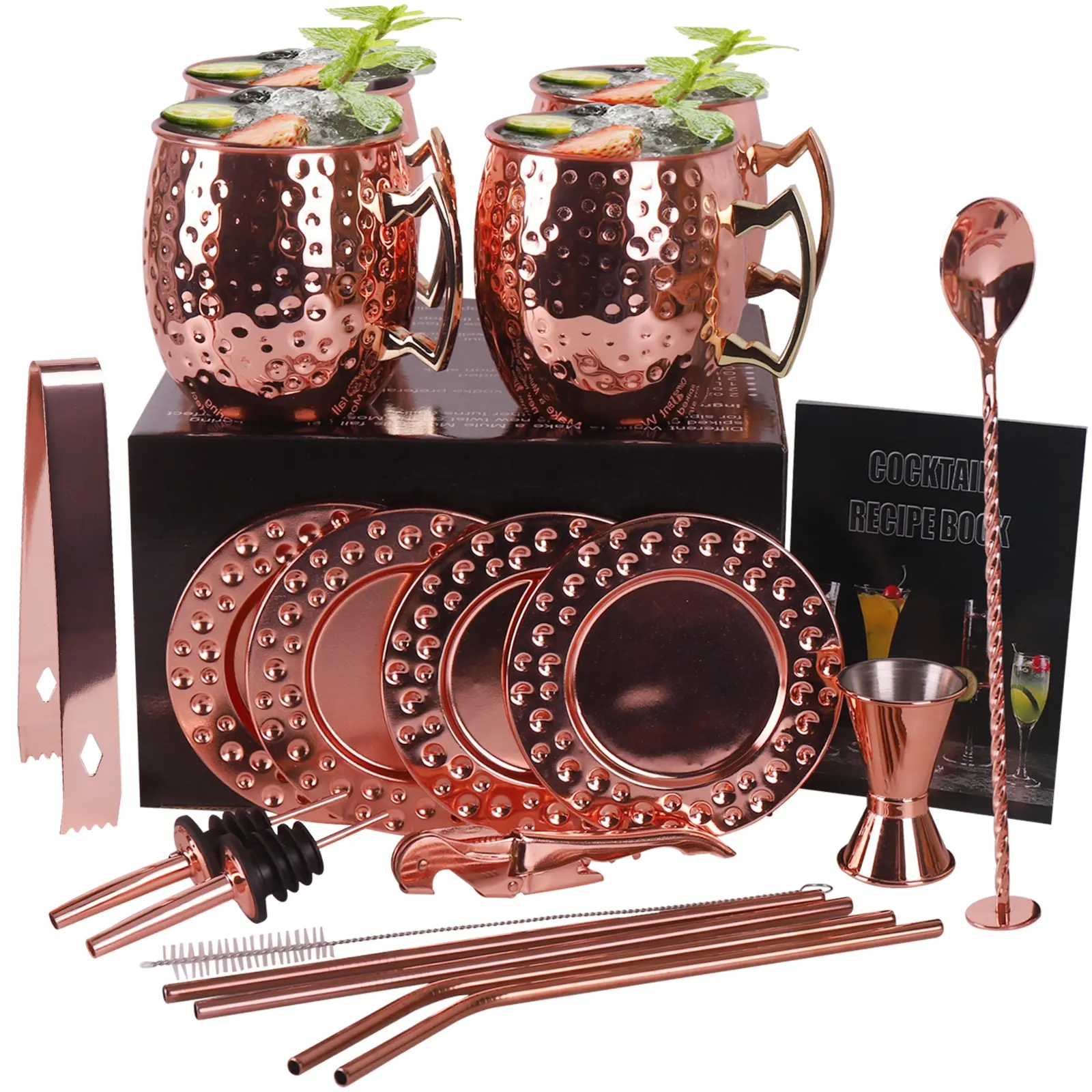 Amazon wholesale Moscow Mule Mugs Stainless Steel 18oz copper mug set for Christmas Gifts