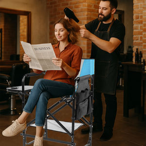 Lumina 26in Director Chair Stainless Steel <b>Frame</b> PVC <b>Victorian</b> Design - Product Image 4