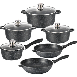 Juego de utensilios de cocina clásicos de aluminio fundido a presión de 10 piezas, duraderos, antiadherentes, aptos para horno, 20/24/28cm, <span class=keywords><strong>cazuela</strong></span> de mármol negro, 24/28cm, freír - Product Image 6
