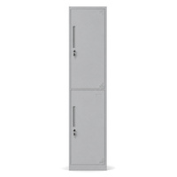 Casier en acier à deux portes, armoire de rangement métallique avec serrure à clé, poignée encastrée et aérations à fentes pour personnel de bureau et vestiaire