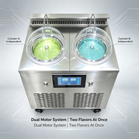 Machine à glace dure commerciale 66L/H en acier inoxydable à double cuve, machine à gelato pour restaurant, boulangerie, pâtisserie, écran tactile