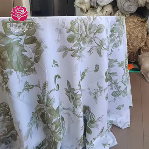 P036 -120 <span class=keywords><strong>Nappes</strong></span> en polyester personnalisées avec logo, imprimées à la main en vert sauge, rondes et rectangulaires, fabriquées en Chine - Product Image 1