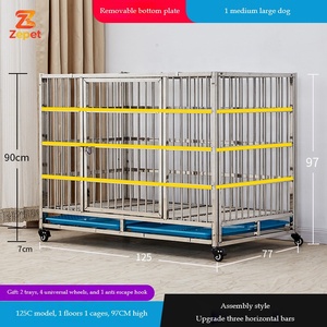Jaula para Perros de Acero Inoxidable Zepet, de 2 Niveles y 4 Habitaciones, Jaula Resistente Apilable, 187 cm de Altura, Profesional - Product Image 6