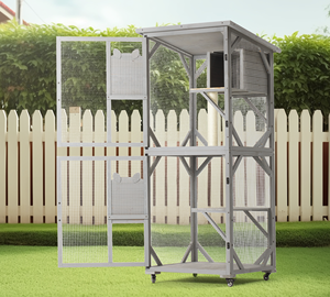 [مخزون الولايات المتحدة جاهز] حاوية خارجية مع شباك 71 بوصة & <span class=keywords><strong>Condos</strong></span> على عجلات صندوق قطط - Product Image 3