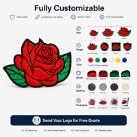 Fer brodé personnalisé d'usine de la Chine sur des patchs de logo patch de broderie tissé rose rouge avec un quantité minimale de commande bas et une livraison rapide