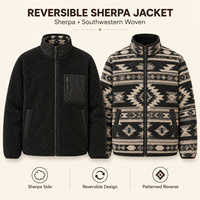Veste polaire réversible pour homme, style sud-ouest, manteau d'hiver tissé, personnalisable OEM ODM, fournisseur en gros pour activités de plein air et décontractées