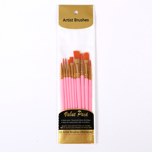 Set di 10 pennelli piatti con punta sottile in Nylon blu pennelli per artisti sfusi per acquerelli in acrilico per bambini pennelli Acuarela - Product Image 2