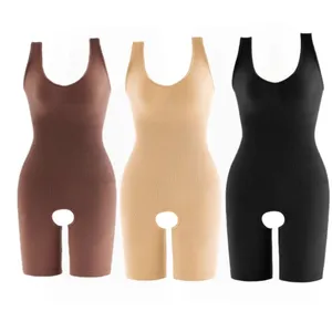 U-Ausschnitt Dessous Bodys ärmellose Body Shaper mit offenem Schritt Boy shorts Body Perfekter Body Shaper für Damen Clubwear