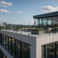 Accessoires de construction architecturale : Pince à verre carrée à dos plat, finition satinée polie pour balustrade en verre trempé de 8 à 12 mm