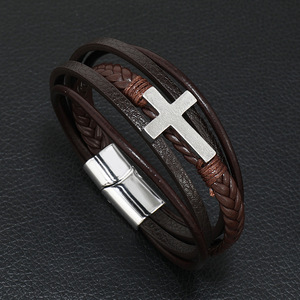 Pulsera de piel trenzada hecha a mano para hombre, brazalete con mensaje inspirador, regalo de cumpleaños - Product Image 4