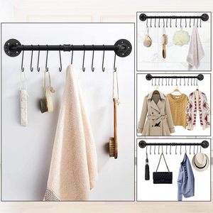Support mural de cuisine en tuyau de fer avec crochets multiples pour rangement de casseroles, ustensiles et batterie de cuisine - Product Image 6