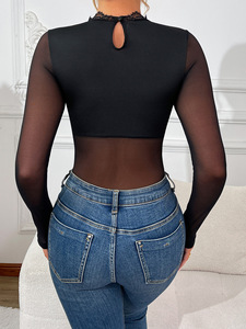 KISS ME ANGEL Corsetto in Pizzo a Rete Stile Pura Passione Francese con Maniche Lunghe e Vita a Stiletto, Top Trasparente Ispirato alle Spice Girls - Product Image 6