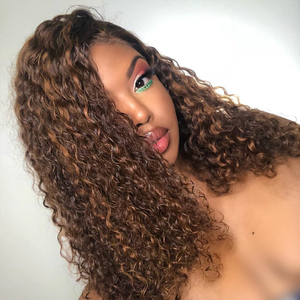 Miễn Phí Phần Trinh Nữ Nhân Tóc Ren Phía Trước Tóc Giả Vô Hình Ren Cho Ombre Màu Nâu Jerry Xoăn Tóc Giả Với Chân Tóc Tự Nhiên Mũ Nhỏ - Product Image 6