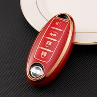 Housse de clé en TPU avec bordure dorée pour Nissan Teana 2013-2020 & Maxima 2012, étui de protection pour clé de voiture de luxe