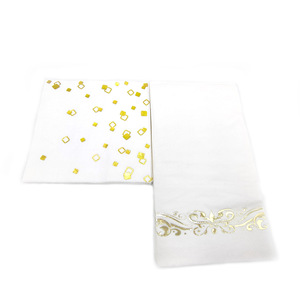 Custom Gold Foil Printed Paper Napkins 330mm Square Disposable For Birthday Wedding Party Three Layer Superior Quality - Product Image 3