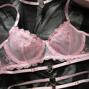 Frauen bequeme Push-Up bestickte Dessous Set Liebe Herz Halfter Mode Sexy Unterwäsche - Product Image 6