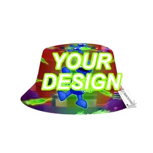 brown bucket hat 1 polyester sun low pattern print cap sublimation sublimation yellow rain