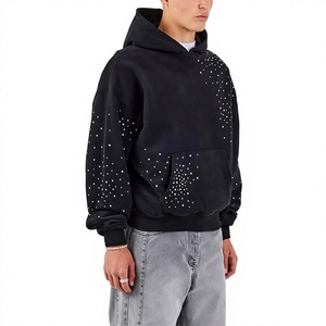 Sweat à capuche en polaire d'hiver personnalisé avec strass à dégradé complet, style streetwear, coupe régulière, pull-over, sweat à capuche avec strass - Product Image 6