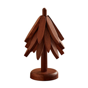 Juego de posavasos de madera maciza con forma de árbol, alfombrilla aislante del calor, mantel individual para tazas, cuencos y ollas, diseño personalizado - Product Image 4