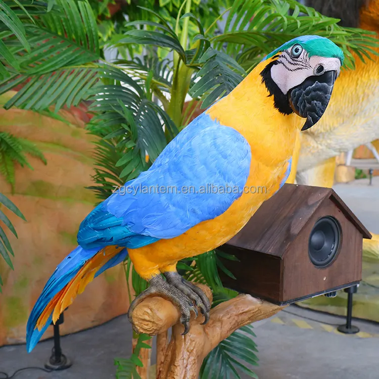 Factory Custom Theme Park Animatronic Animal Alive Simulation Life Size Realistic Parrot Birds Model For Zoo Display Sale