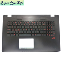 Clavier d'ordinateur portable rétroéclairé en anglais américain pour ASUS GL752 GL752VW 0KNB0-662GUI00 0KN0-RZ1UI13 avec coque supérieure noire pour repose-poignets