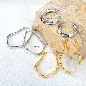 Stainless Steel Geometric Hoop <b>Earrings</b> EA324501S EA332001S EA332001G Party Gift Fashion Jewelry - Product Image 1