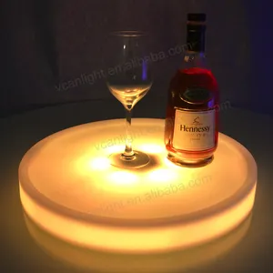 New Design cute led light glow rolling round trays for bar KTV club