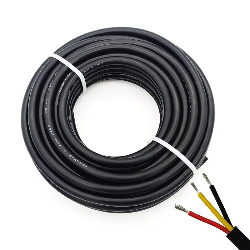 Cable de alimentación Iluminación LED 3 conductores Cable 18 16 22AWG 24awg Casa de PVC rojo, negro y amarillo Tambor de cobre industrial aislado