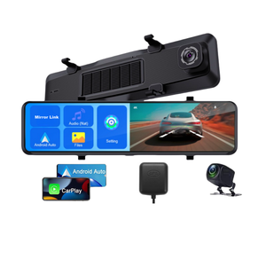 자동차 Dvr 백미러 12 인치 4K + 1080P Carplay 및 안드로이드 자동 지원 WIFI Gps 대시 캠 자동차 캠 후면 카메라 자동 레코더 - Product Image 1