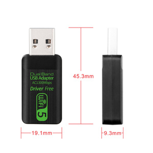 Adaptador USB <span class=keywords><strong>WiFi</strong></span> de alta velocidad de 1300Mbps, banda Dual 2,4G 5GHz, <span class=keywords><strong>antena</strong></span> Dongle Wi-Fi para <span class=keywords><strong>PC</strong></span>, portátil, controlador gratuito, tarjetas de red - Product Image 6