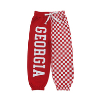 Ön sipariş Yawoo BSPO0700 Boys Georgia G Logo Checkerboard Kısa Kollu Tişört Jogger Pantolon 2 Parça Set