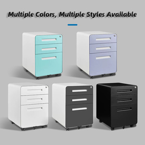 Armoire de classement mobile verrouillable avec roulettes et 3 tiroirs pour espace de travail - Product Image 6