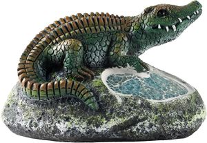 Statue de crocodile en résine Art Déco à énergie solaire Rezpuao avec lumières LED, ornement de jardin extérieur pour patio, balcon, cour - Cadeau idéal - Product Image 2