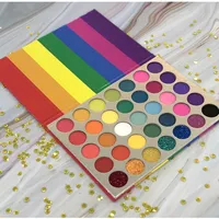 Benutzer definiert Ihr Logo 35 Farben Kosmetik Make-up Regenbogen Farbe Hoch pigment Lidschatten Gepresste Glitter Regenbogen Lidschatten Palette