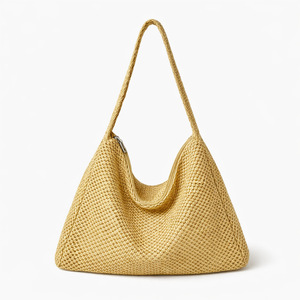 Bolso de Hombro Minimalista, Holgado, de Gran Capacidad, Hecho a Mano, Tejido de Rafia, para Vacaciones de Verano en la Playa, para Mujer - Product Image 4