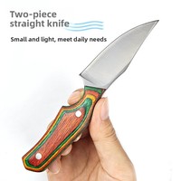Couteau à lame fixe pleine longueur avec manche en bois coloré, style mongol, pour utilisation extérieure, camping, découpe de viande et de fruits, directement de l'usine