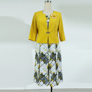 Direct Manufacturer Guangdong China Women's Business <b>Suits</b> Single <b>Button</b> Knitted Anti-Wrinkle Floral Pattern Church Wear - Product Image 2
