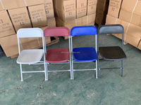 Chaises pliantes commerciales blanches à dossier plat avec structure en acier, robustes, pour mariages, fêtes, événements, location, sièges pliables en plastique, vente en gros
