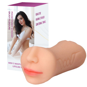 Realistischer Silikon Drei-in-Eins-Mastur bator für Männer Externe Genitalien mit Zungen lippen zähnen für Oralsex Masta - Product Image 4