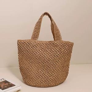 Sac à main de voyage de luxe personnalisé brodé, fait main en paille tressée, grande capacité, sac fourre-tout à bandoulière en paille pour femme - Product Image 2