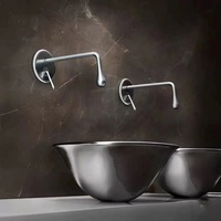 Nordique tout cuivre mur en pistolet gris robinet et robinet chaud et froid évier robinets salle de bain toilette minimaliste laiton contemporain céramique