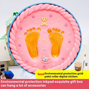 Kit d'empreintes de mains <span class=keywords><strong>et</strong></span> de pieds de bébé en argile souple, tampon encreur parent-enfant, cadre photo pour nouveau-nés <span class=keywords><strong>et</strong></span> nourrissons - Grande Vente - Product Image 4