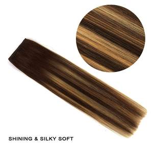 12 #34; Extensiones de cabello <span class=keywords><strong>Balayage</strong></span> Clip en cabello humano para mujeres-Silky Straight Chocolate Brown to Honey Blonde Highlight Brown Om - Product Image 5