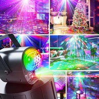 Plastique 16 Motif Laser Activé par le Son Boule Disco Fête DJ Lumières Télécommande RVB LED Laser Lumières Stroboscopiques