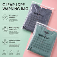 Sacs en polyéthylène transparents personnalisés avec impression, qualité alimentaire, thermoscellables, avertissement de suffocation, en matériau LDPE