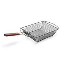 Cesto de Malha Metálico para Churrasqueira a Carvão com Cabo, Acessório para Churrasco, Capacidade 1-2Kg, Fabricado na China, EMI-17BK - Venda Quente, Fornecimento Direto da Fábrica
