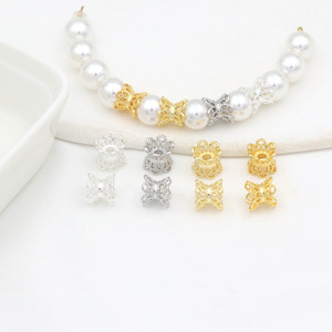 Cuentas espaciadoras florales chapadas en cobre, oro y plata para la fabricación de pulseras, accesorios de joyería C21A - Product Image 2