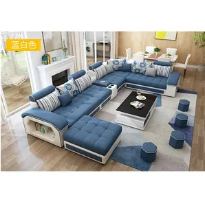 Gratis combinatie woonkamer meubels woonkamer sofa set blauwe Stof sofa