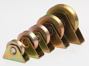 Cojinete simple y doble Rueda de puerta de rodillo deslizante de ranura de zinc amarillo y plateado Y V U H con placa Doble - Product Image 2