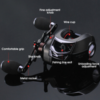 Moulinet de Pêche Baitcasting à Main Gauche 6.3:1 avec Bobine en Aluminium 4+1BB et Poignée EVA en Acier Inoxydable pour Lac et Rivière